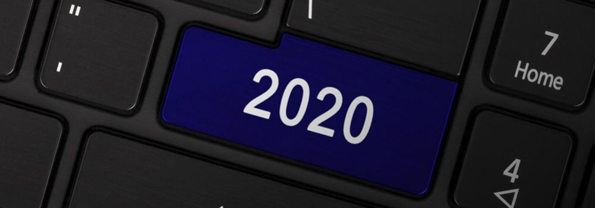 Teclado con un botón en el que se lee 2020